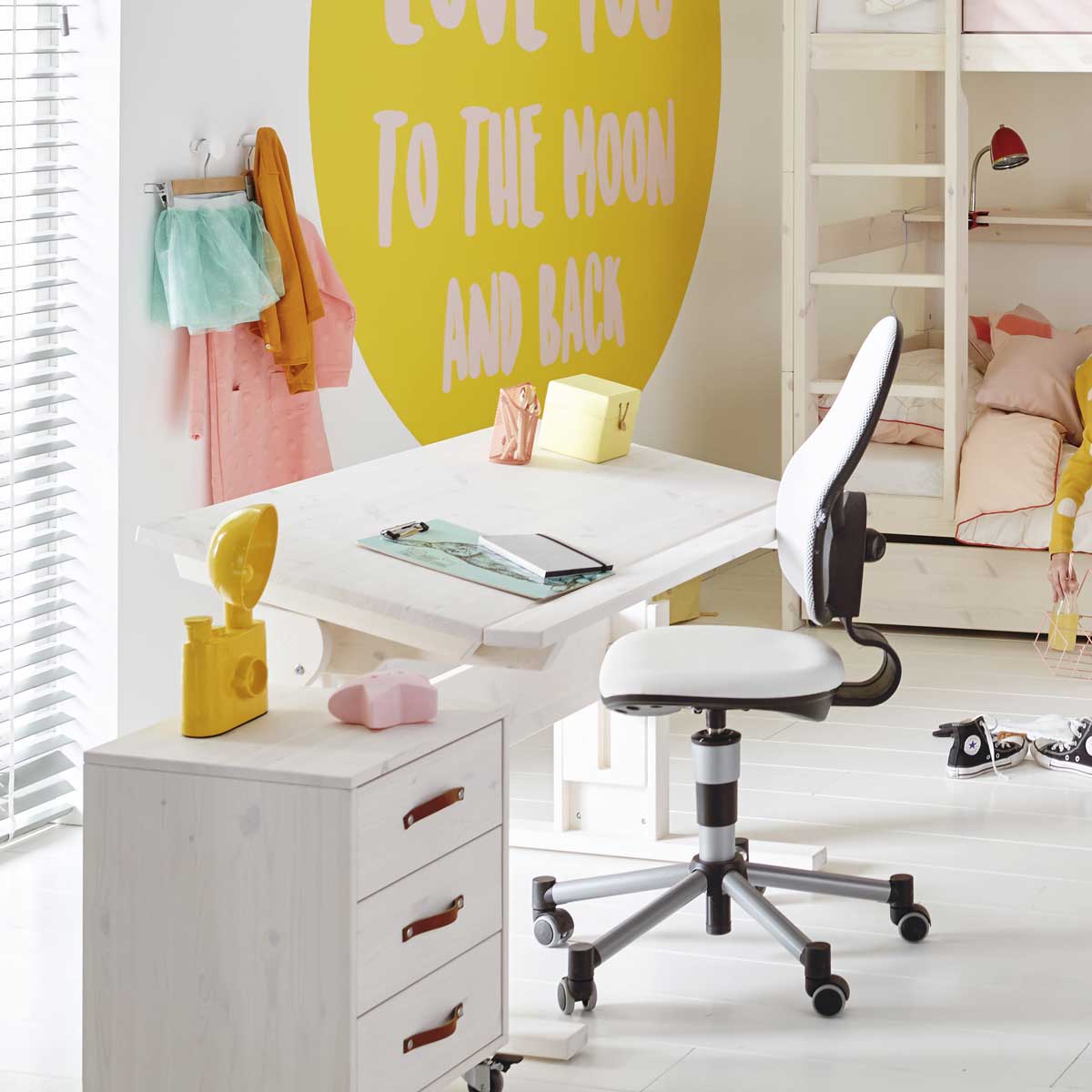 Schreibtisch höhenverstellbar+neibar + 1 Schublade Lifetime whitewash