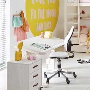 Schreibtisch höhenverstellbar+neibar + 1 Schublade Lifetime whitewash