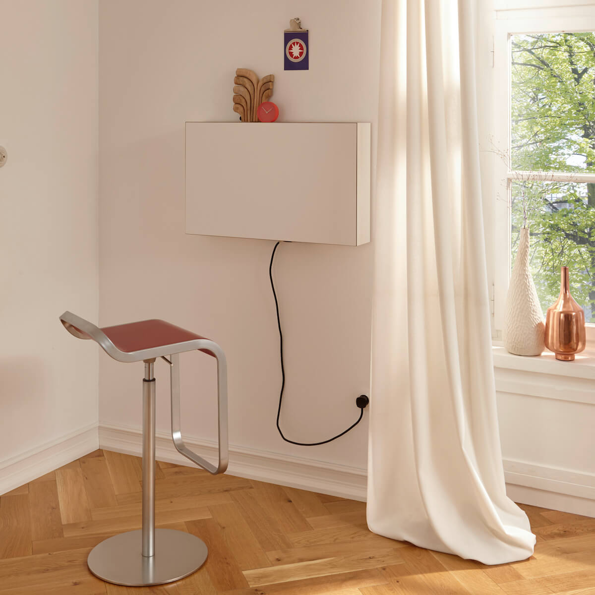 Sekretär FLATBOX Müller Small Living weiß-Birkenkante