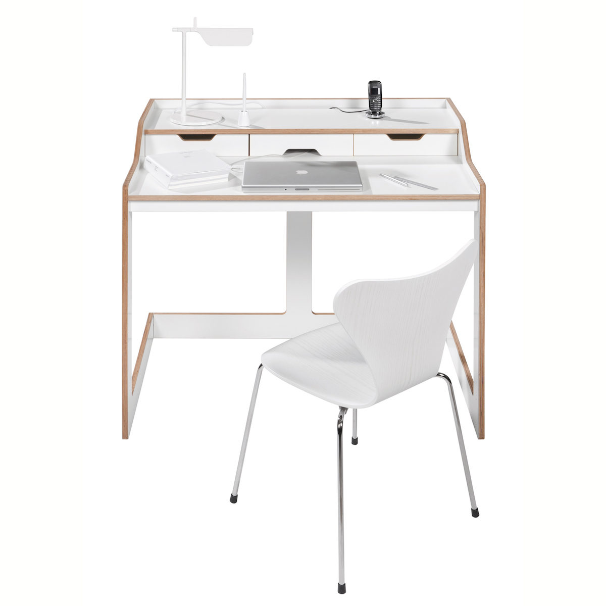 Sekretär PLANE Müller Small Living weiß-Birkenkante