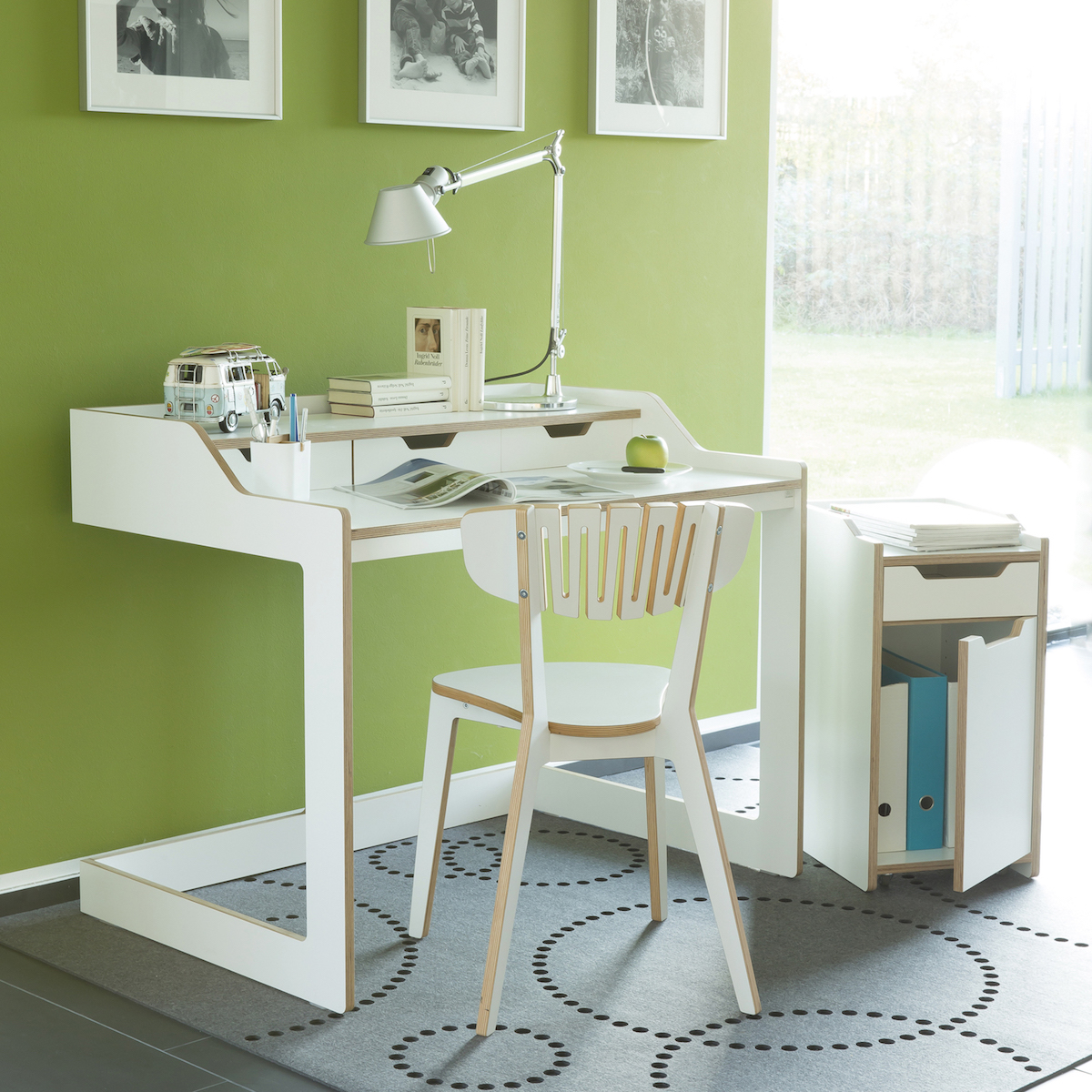 Sekretär PLANE Müller Small Living weiß-Birkenkante