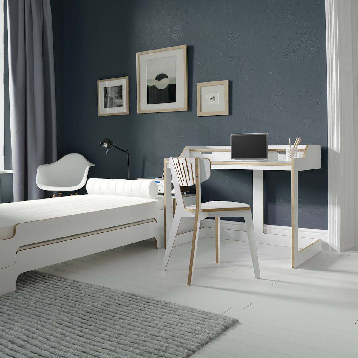 Sekretär PLANE Müller Small Living weiß-Birkenkante