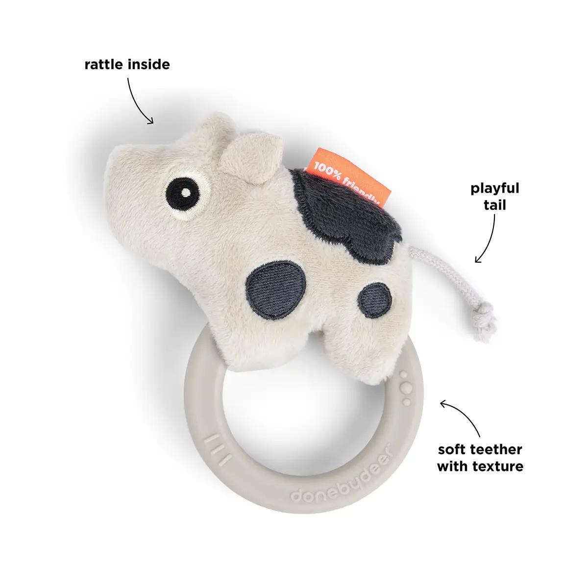 Sensory rattle w/teether Dotti Done by deer Sand