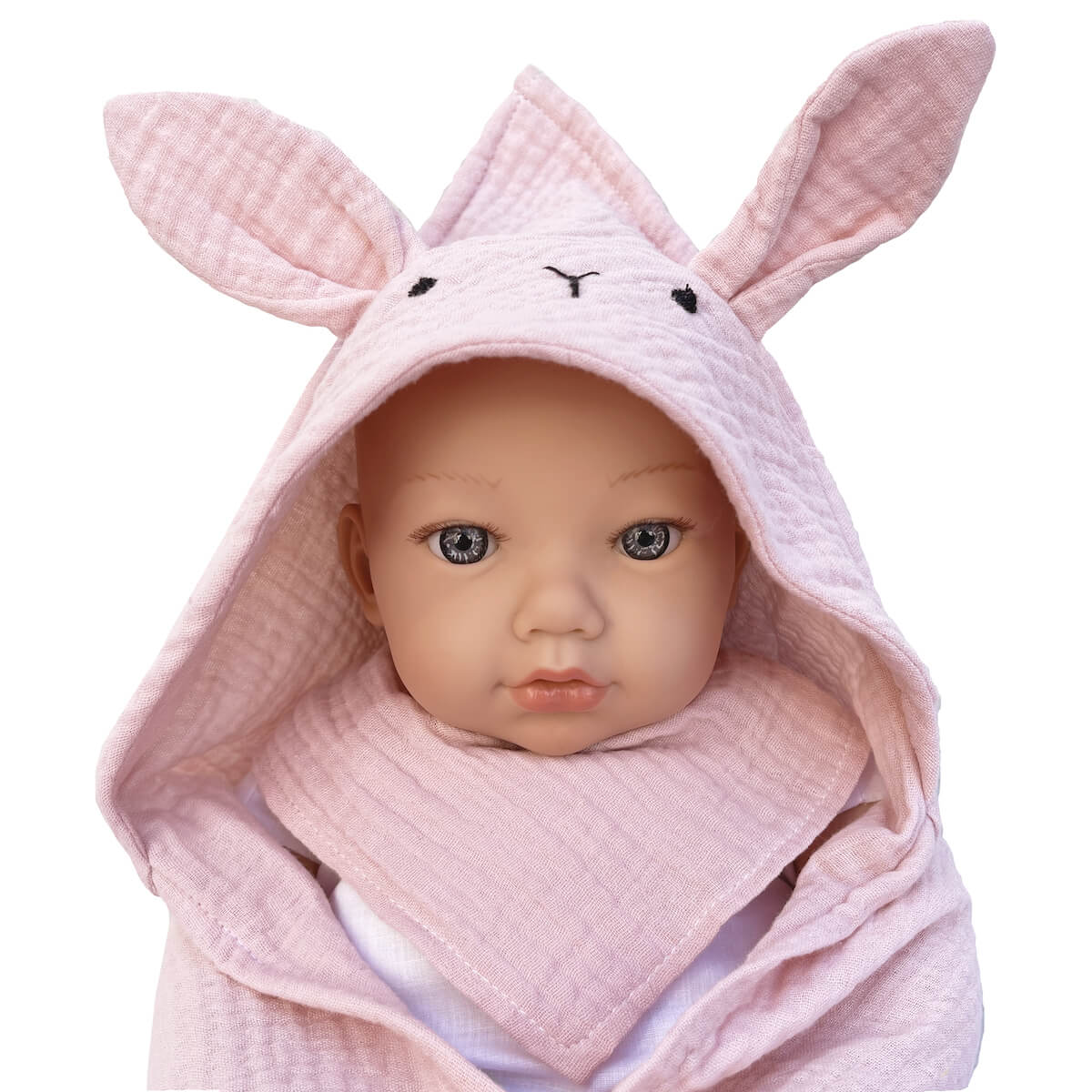 Set Handtuch-Bandana BUNNY BOBBLE rosa
