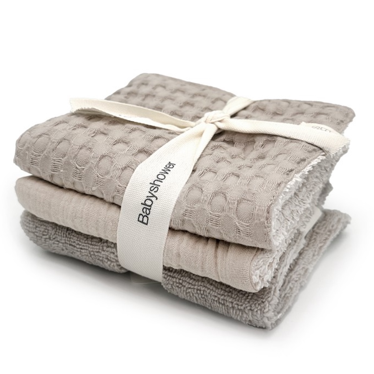 Set mit 3 Handtüchern Babyshower gofre latte