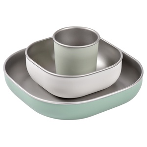 Set Vajilla Inox Beaba verde salvia