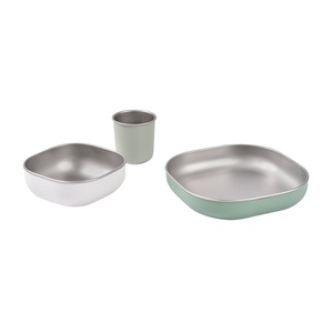 Set Vajilla Inox Beaba verde salvia