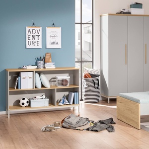 Sideboard 4 offene Fächer BENNE Paidi Eiche Montana Schiefergrau