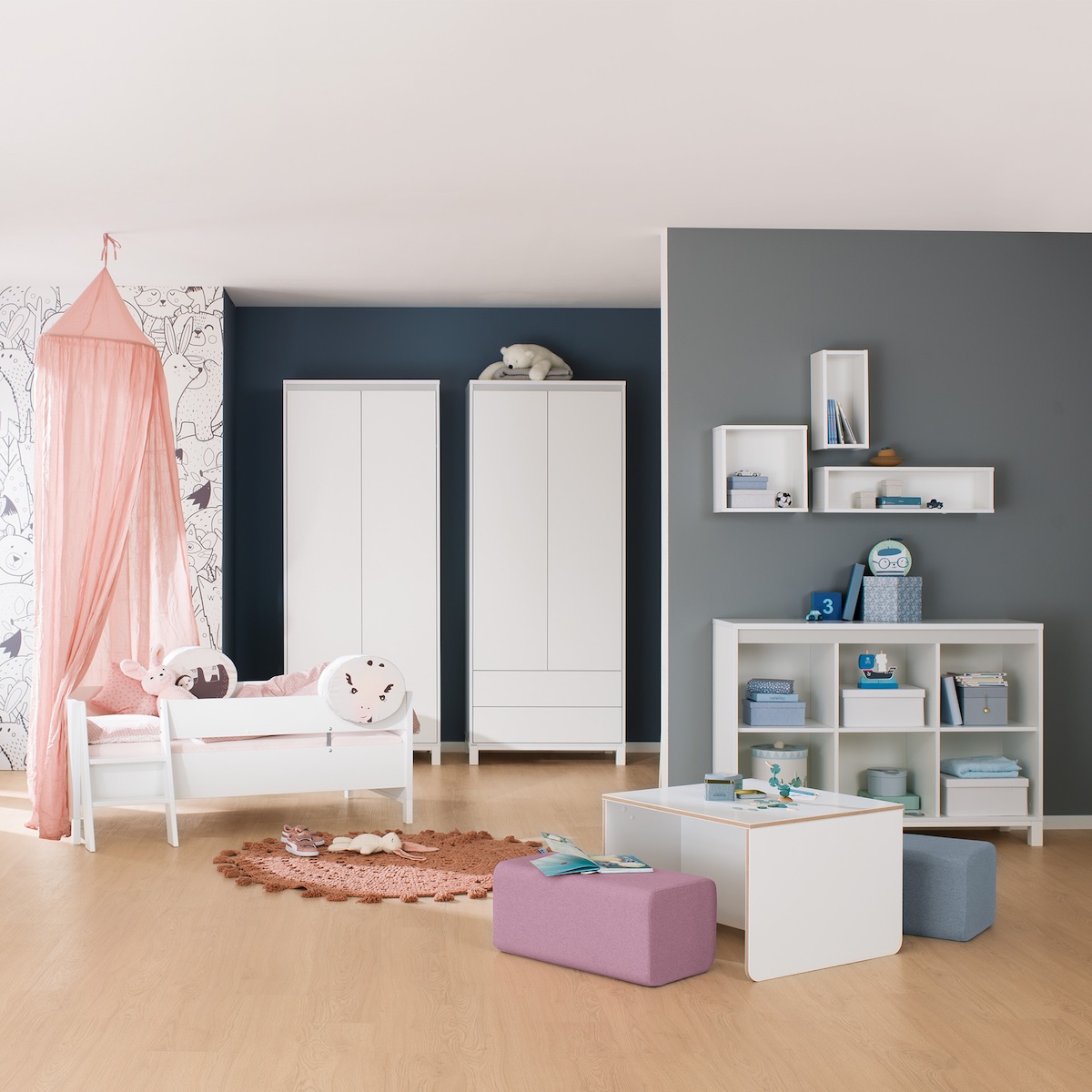 Sideboard 6 offene Fächer OLLI Paidi weiß schiefergrau