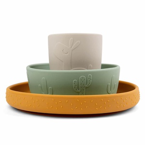 Silicone dinner set STICK&STAY LALEE Done by Deer Colour Mix