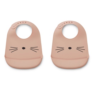 Silikon-Lätzchen-für-2 TILDA Liewood Katze rosa