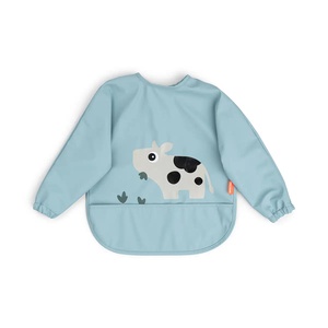 Sleeved pocket bib Tiny farm Done by deer Blue
