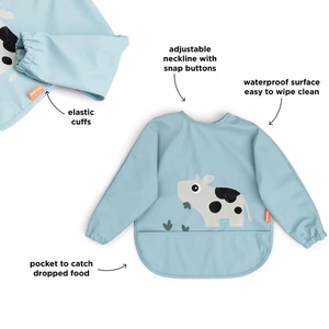 Sleeved pocket bib Tiny farm Done by deer Blue