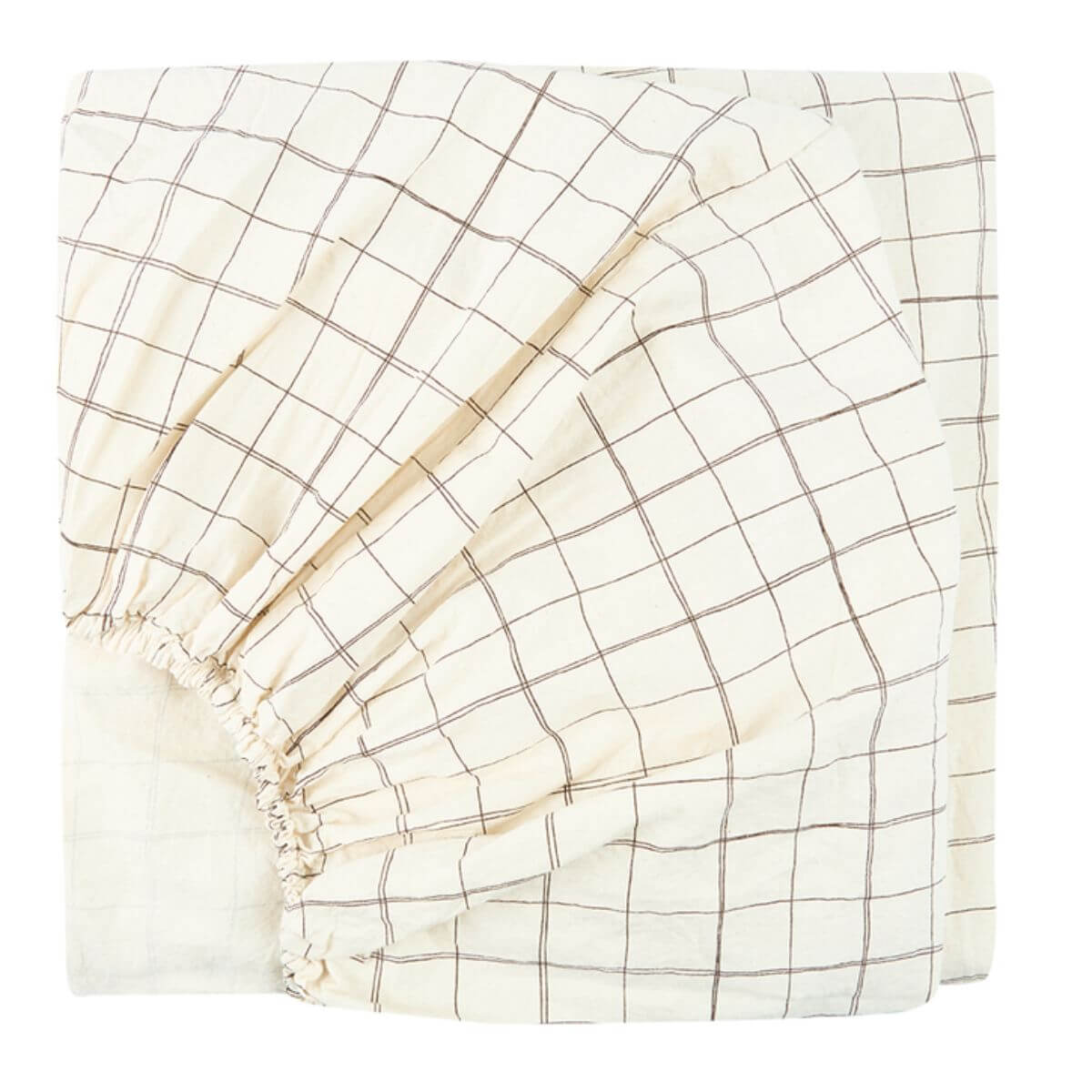 Spannbettlaken 70x140cm aus gewaschener Bio-Baumwolle, Nobodinoz natur grid