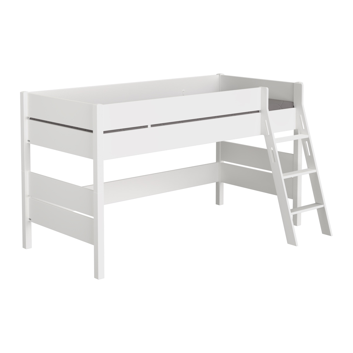 Spielbett 120 mit Leiter mit schrägem Griff, umbaubar 120x200 cm ohne Matratze und ohne Lattenrost TIAGO Paidi Weiß