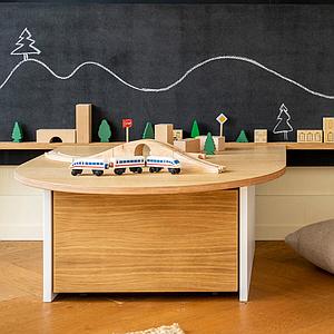 Spieltisch KASVA Multiplex weiß-lackiert Eiche-furniert