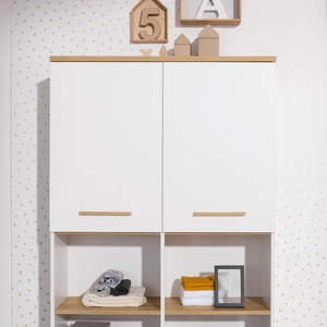 Standregal, 2 Türen oben, 4 offene Fächer OSCAR Paidi Eiche Nebraska / weiß