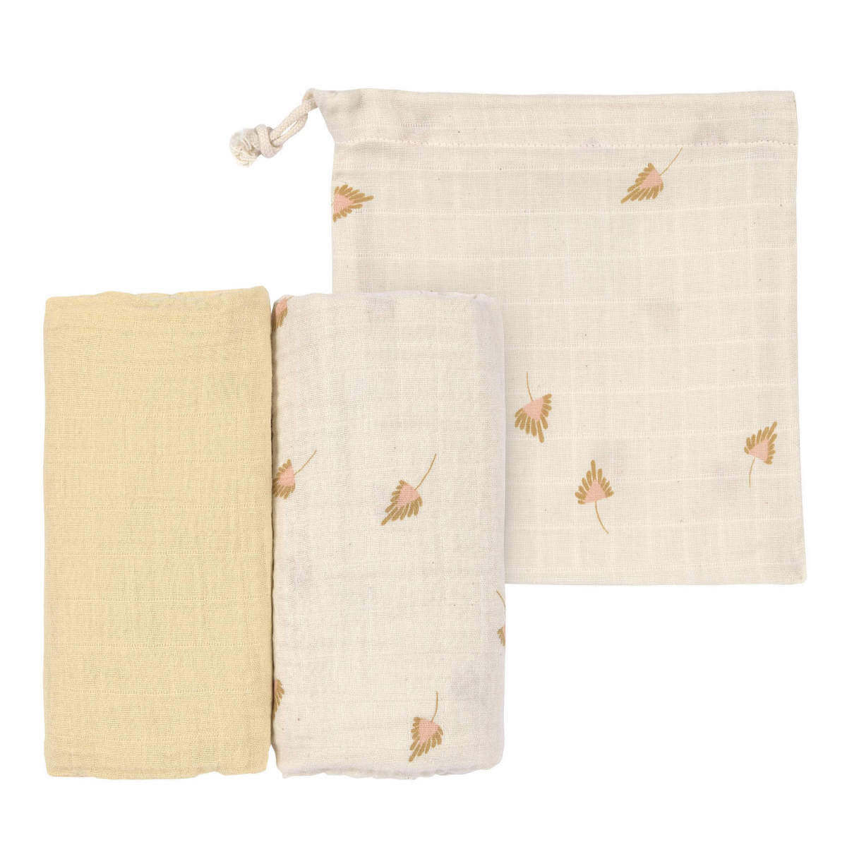 Swaddle & Burp Blanket L 2pcs Laessig curry 80x80cm (organic in conversion)