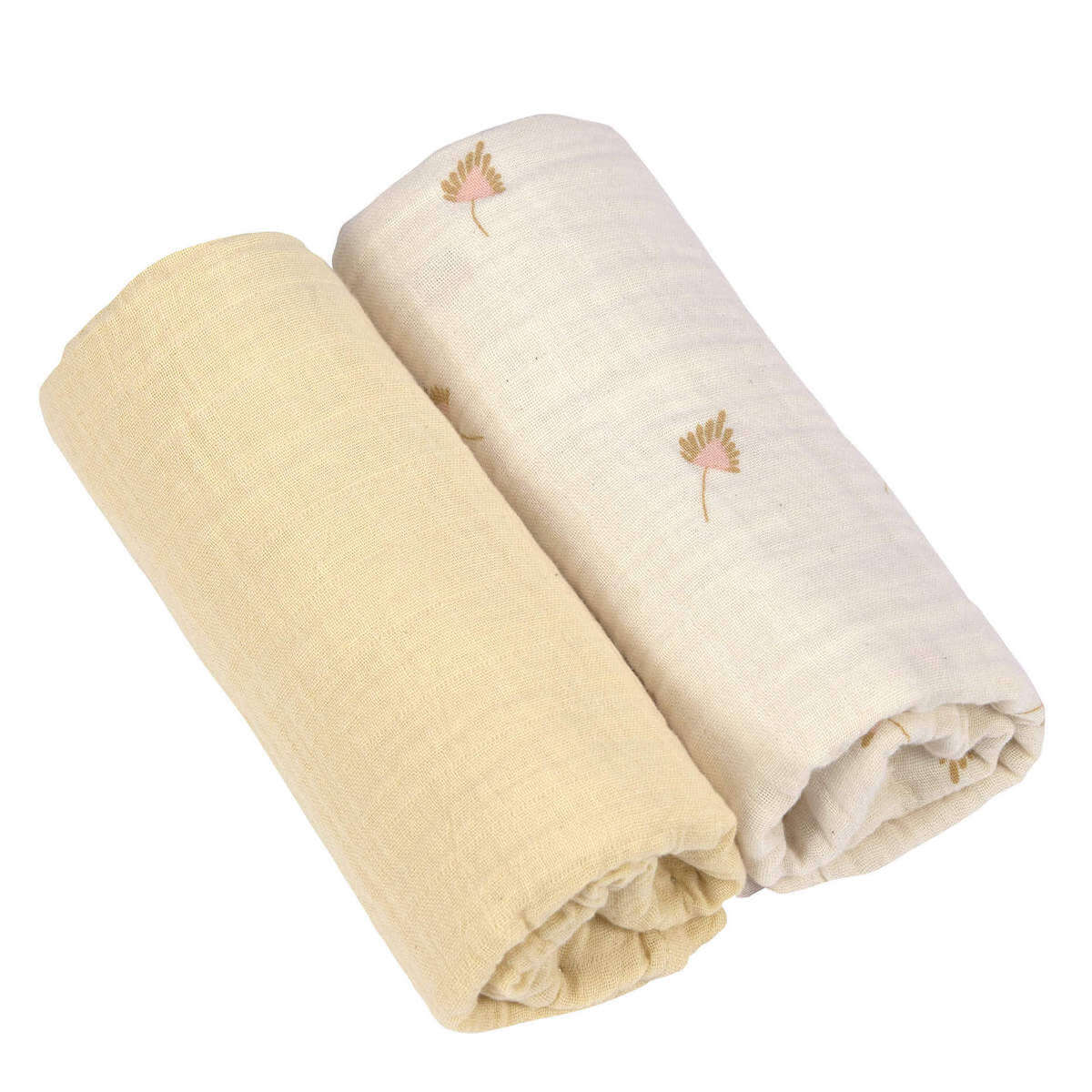 Swaddle & Burp Blanket L 2pcs Laessig curry 80x80cm (organic in conversion)