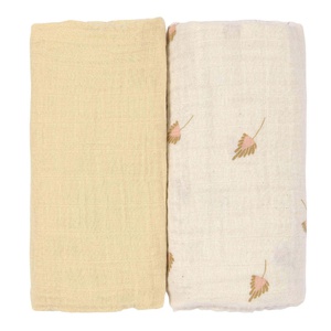 Swaddle & Burp Blanket L 2pcs Laessig curry 80x80cm (organic in conversion)