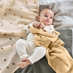 Swaddle & Burp Blanket L 2pcs Laessig curry 80x80cm (organic in conversion)