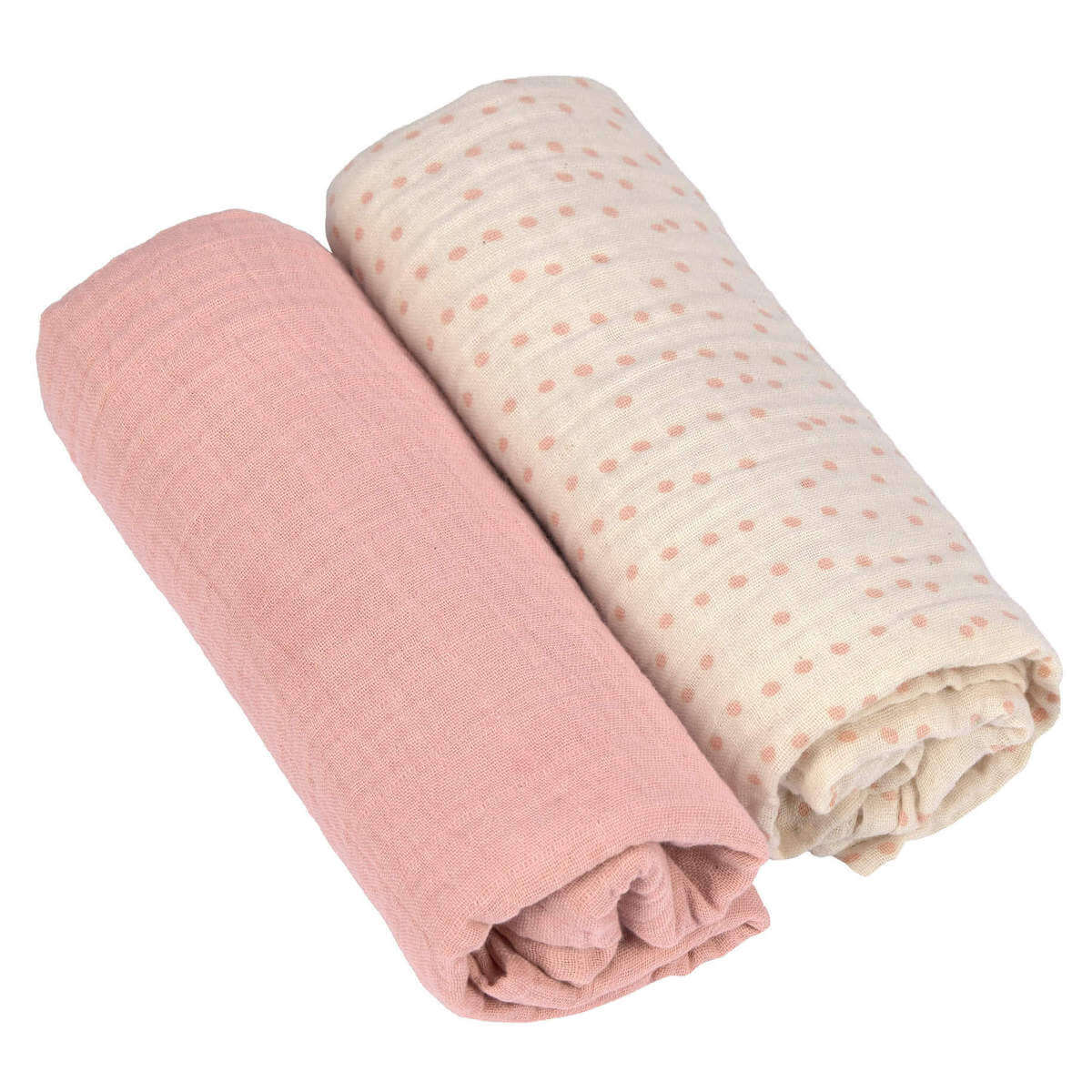 Swaddle & Burp Blanket L 2pcs Laessig rose 80x80cm (organic in conversion)