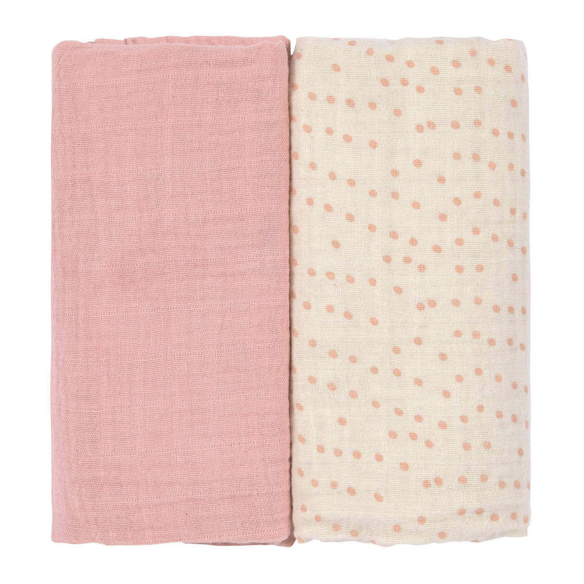 Swaddle & Burp Blanket L 2pcs Laessig rose 80x80cm (organic in conversion)