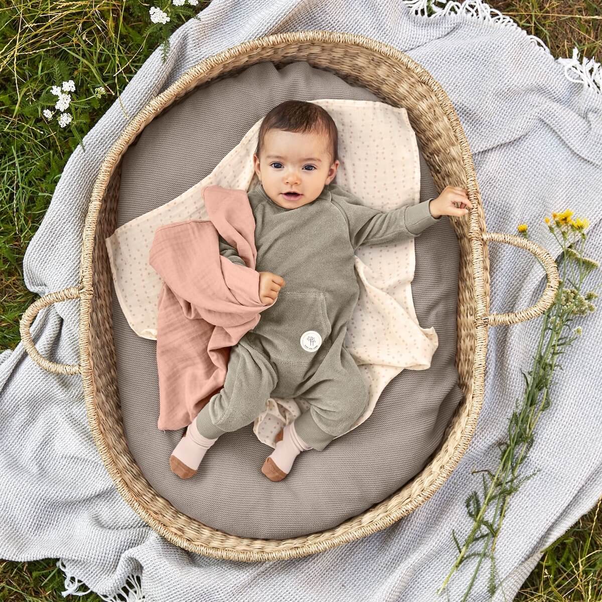 Swaddle & Burp Blanket L 2pcs Laessig rose 80x80cm (organic in conversion)