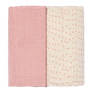 Swaddle & Burp Blanket L 2pcs Laessig rose 80x80cm (organic in conversion)
