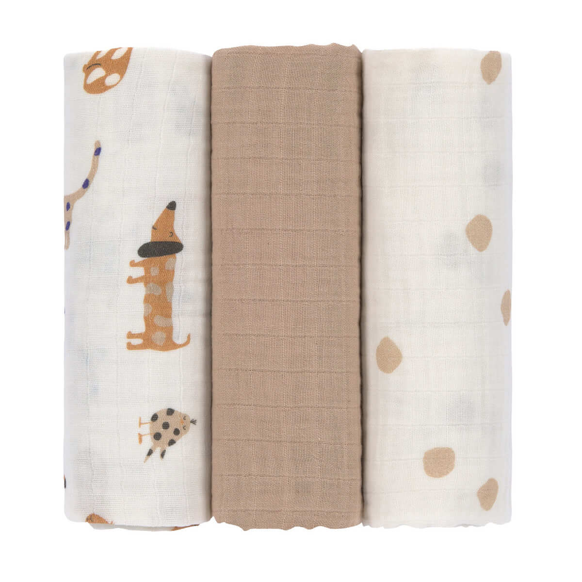 Swaddle & Burp Blanket L Little Mateys Laessig königsblau 3tlg. ass. 85x85cm