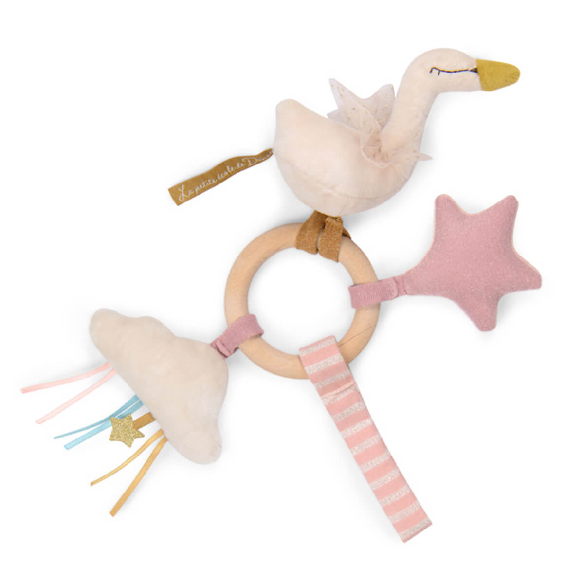 Swan wooden ring rattle La Petite Ecole de Danse Moulin Roty