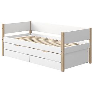 Tagesbett mitwachsend 200x90cm Ausziehbett-2 Schubladen NOR Eiche-weiß