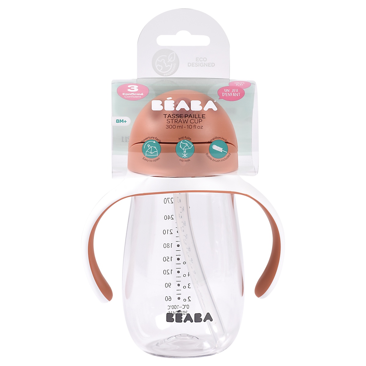 Tasse Strohhalm 300ml Beaba terracota