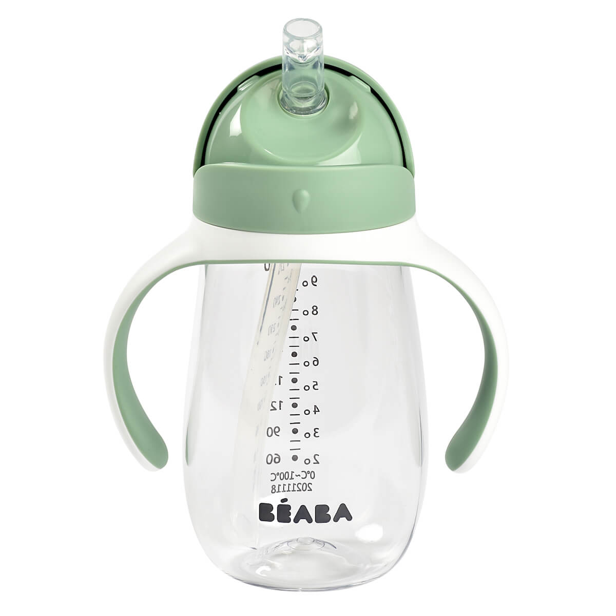 Taza con pajita 300ml Beaba verde salvia