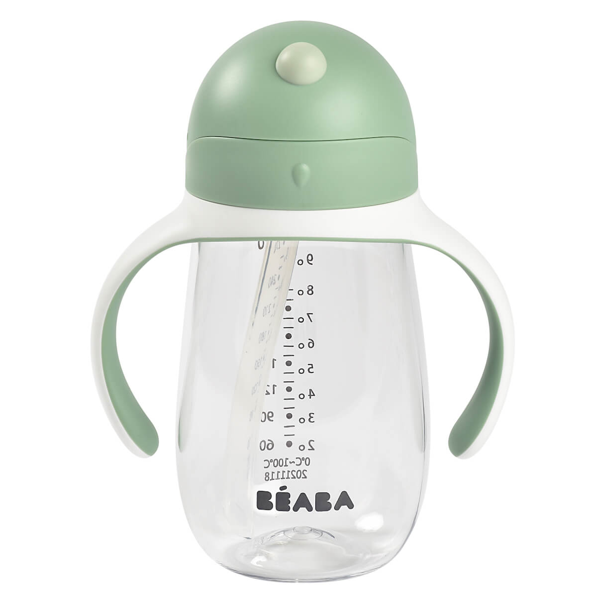 Taza con pajita 300ml Beaba verde salvia