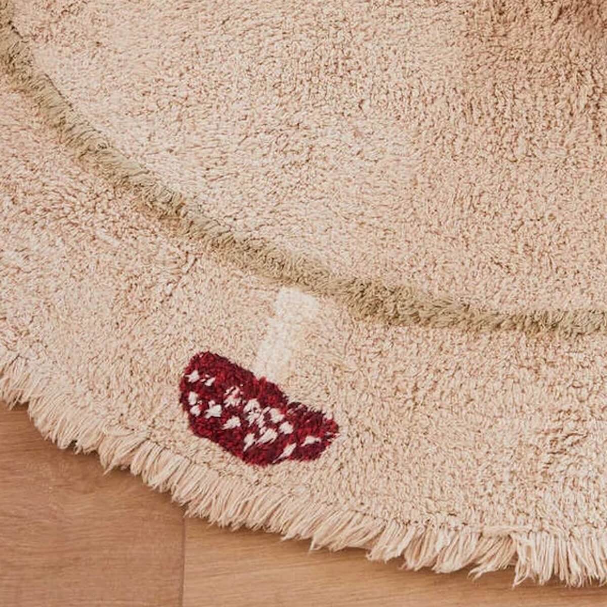 Teppich rund Ø140cm HÜHNE Lorena Canals Natural Olive Honey Ivory Burgundy Toffee