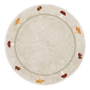 Teppich rund Ø140cm HÜHNE Lorena Canals Natural Olive Honey Ivory Burgundy Toffee