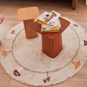 Teppich rund Ø140cm HÜHNE Lorena Canals Natural Olive Honey Ivory Burgundy Toffee