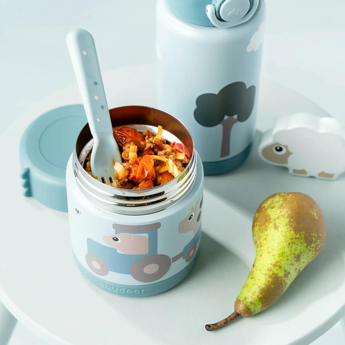 Thermoflasche TINY FARM 340ml Done by deer blau