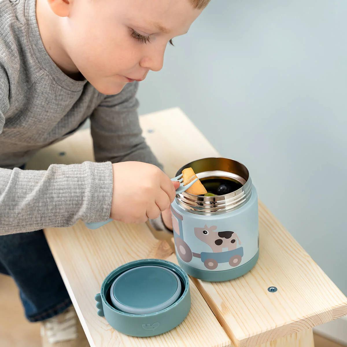 Thermoflasche TINY FARM 340ml Done by deer blau