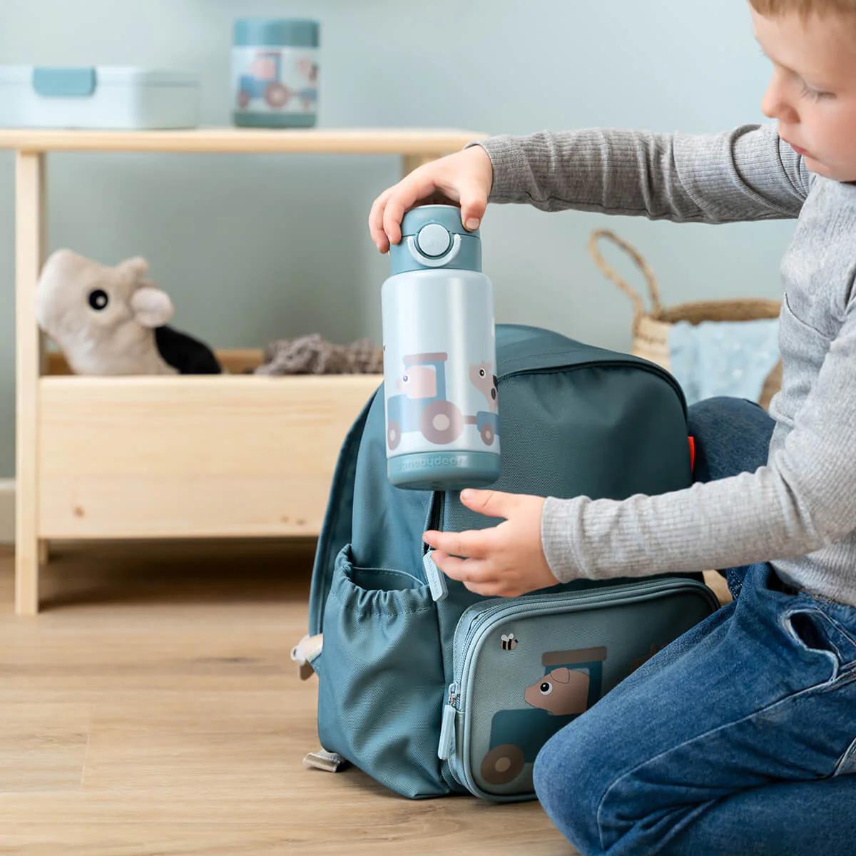 Thermoflasche TINY FARM 340ml Done by deer blau