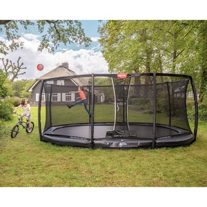 Trampolin 350cm InGround GRAND CHAMPION + Safety Net Deluxe Berg grey