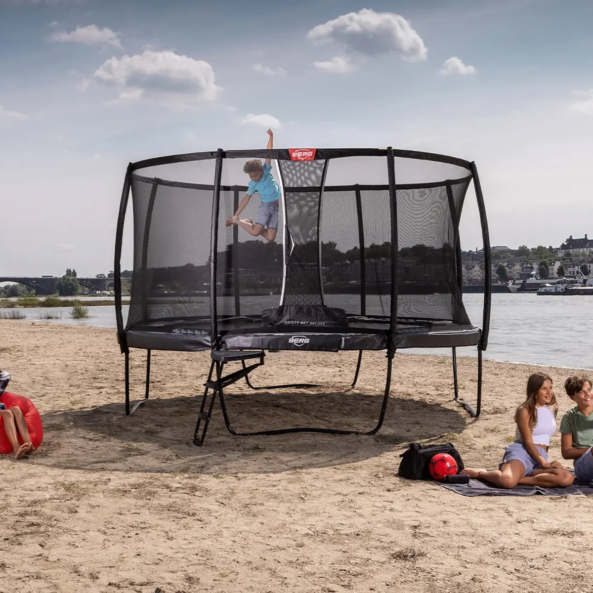 Trampolin 380cm Regular CHAMPION + Safety Net Deluxe Berg grey