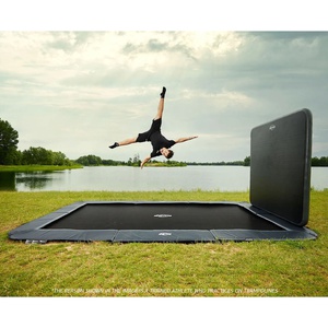 Trampolin 410cm FlatGround SPORTS ULTIM CHAMPION + AeroWall Berg grey