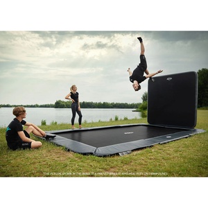 Trampolin 410cm FlatGround SPORTS ULTIM CHAMPION + AeroWall Berg grey