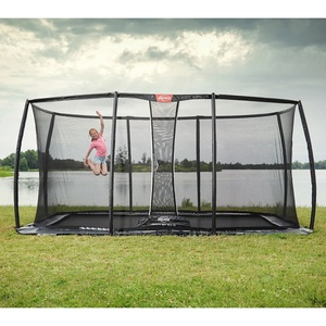 Trampolin 500cm FlatGround ULTIM CHAMPION + Safety Net Deluxe XL Berg grey