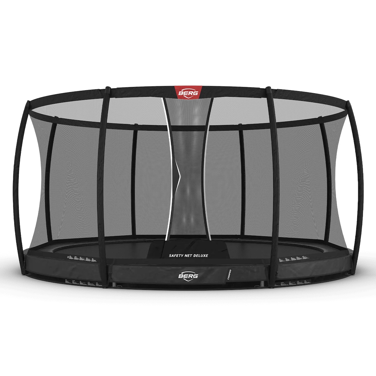 Trampolin InGround 430cm CHAMPION + Safety Net Deluxe Berg grey