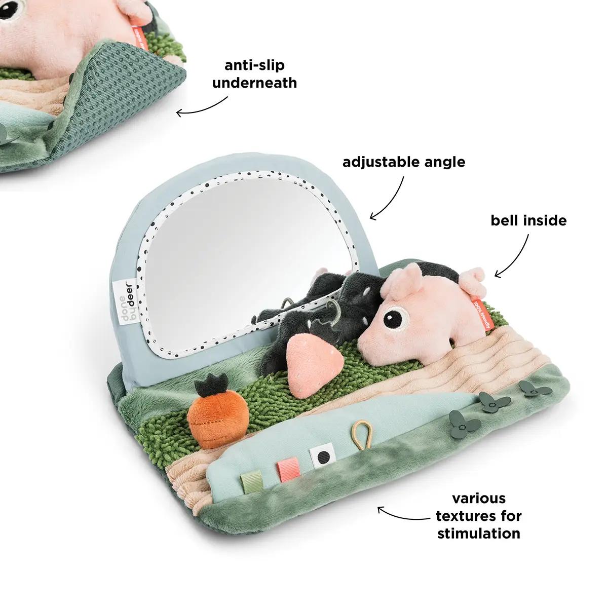 Tummy time sensory mirror Tiny farm Done by deer Colour mix