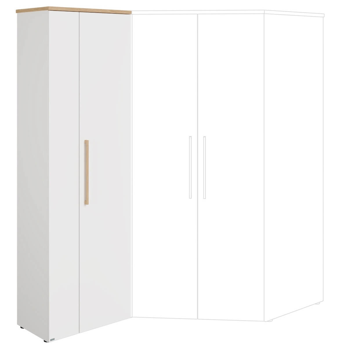 Verstellbares Element 2T, 2 Ports, 4 Böden, kann an der schmalen oder breiten Seite des Eckschranks befestigt werden oder frei montiert werden OSCAR Paidi Eiche Nebraska / weiß