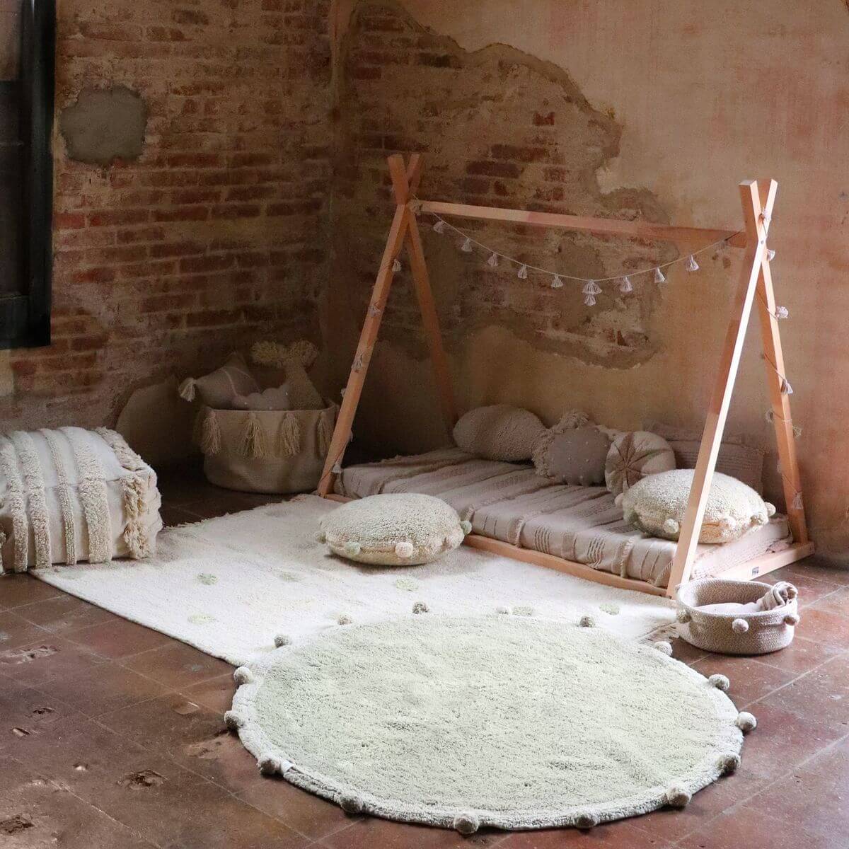 Waschbarer Rug Hippy Dots Natural - Olive Lorena Canals 120x160cm